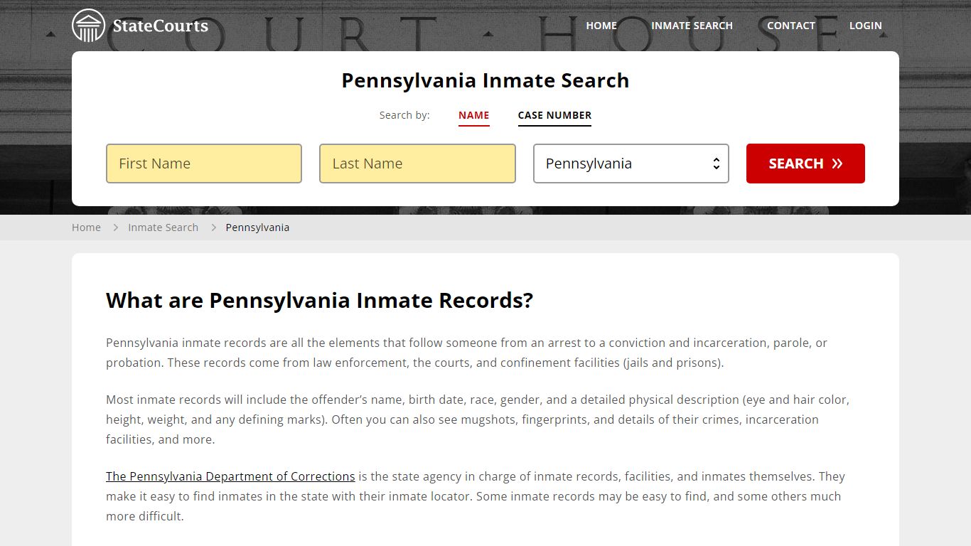 Pennsylvania Inmate Search, Prison and Jail Information - State Courts
